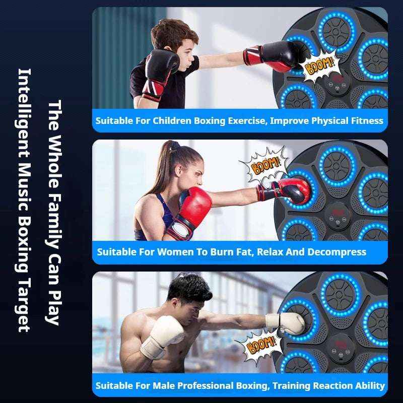 Smart Bluetooth Music Boxing Machine Wall-Mounted Trainer with LED Lights & Punch Counter