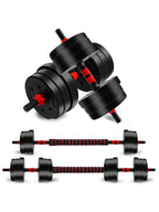 44LBS Adjustable Dumbbell & Barbell Weight Set for Home Gym, Non-Rolling Hexagonal Plates, Anti-Slip Grip