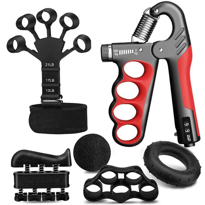 5-120Kg Adjustable Hand Grip Strengthener, Finger & Forearm Trainer for Fitness & Rehabilitation