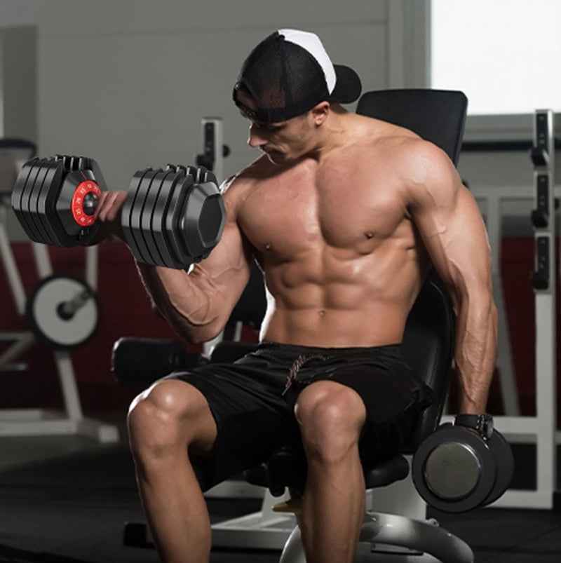 55LB Adjustable Dumbbell Set, 5-in-1 Free Weights for Home Gym, Fast Adjust Handle, Full-Body Workout for Men & Women