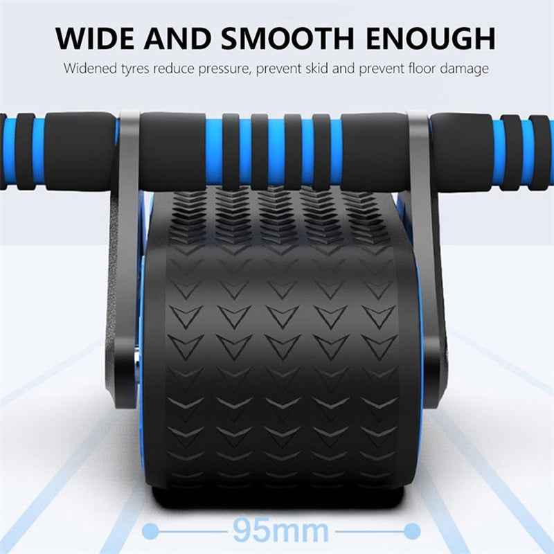 Double Wheel Ab Roller for Home Gym - Automatic Rebound Abdominal Workout Trainer for Men & Women