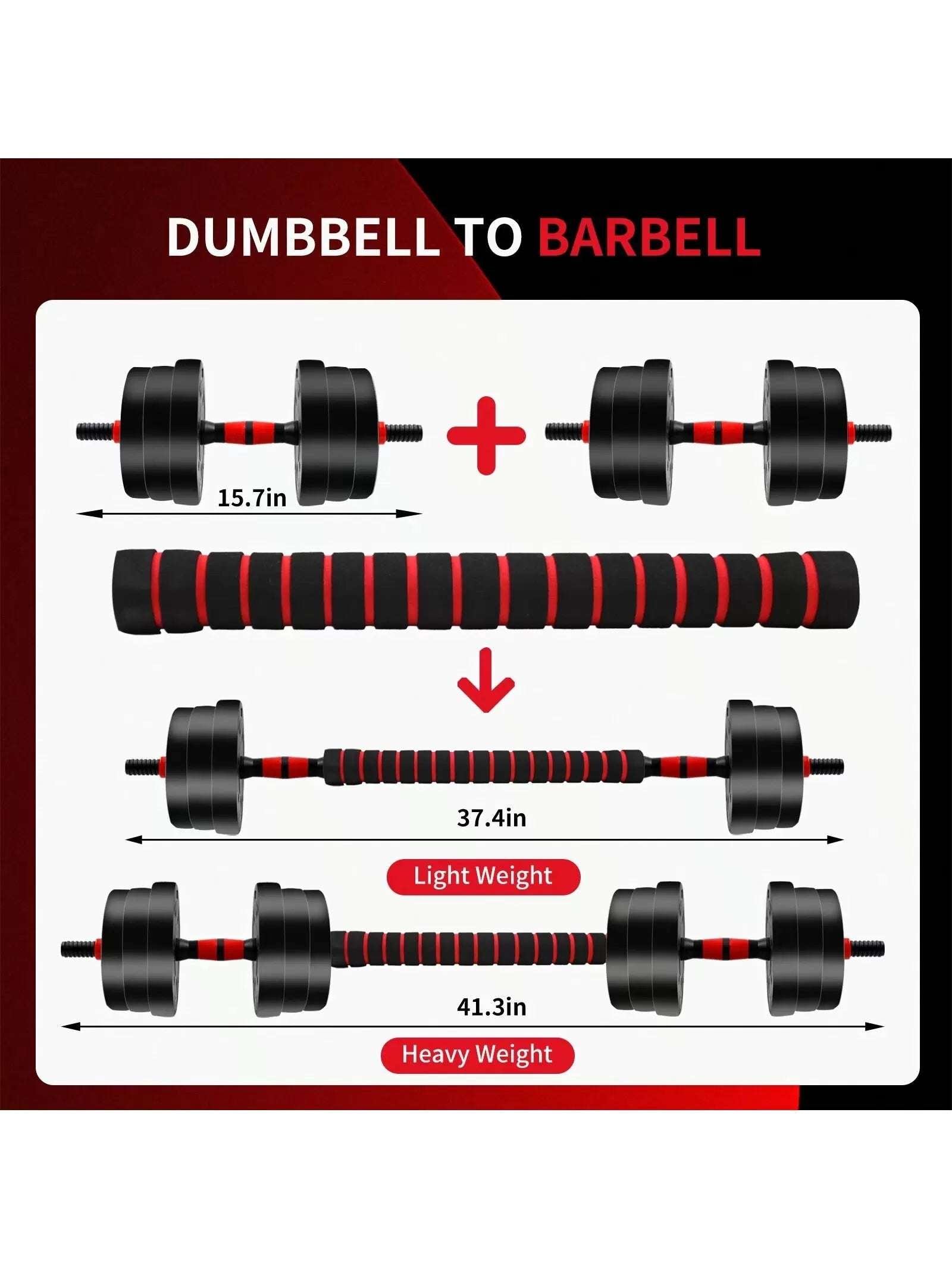 44LBS Adjustable Dumbbell & Barbell Weight Set for Home Gym, Non-Rolling Hexagonal Plates, Anti-Slip Grip
