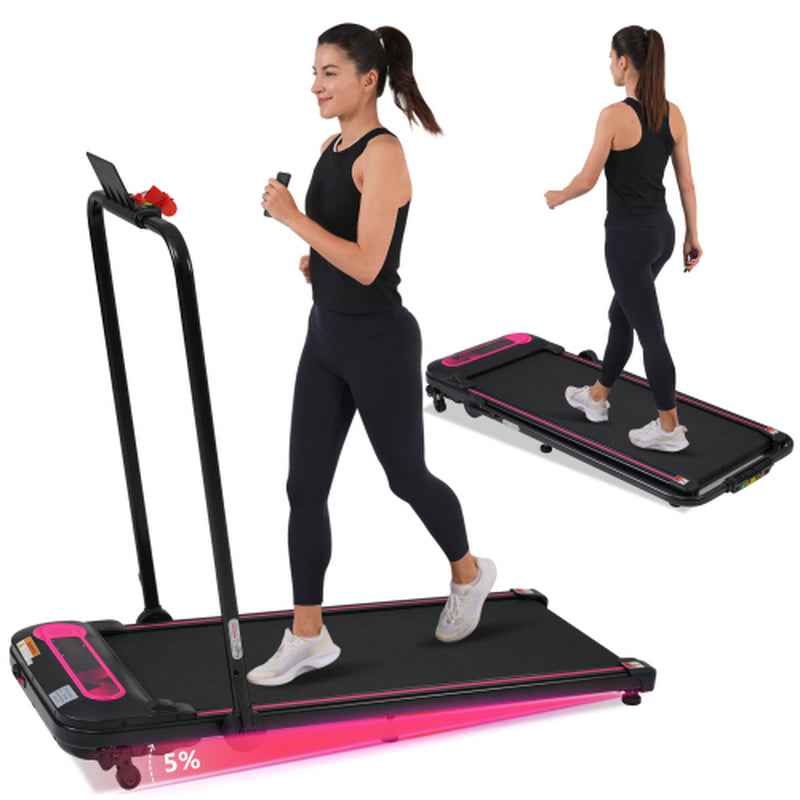 2-in-1 Folding Walking Pad Treadmill with Incline, 2.5HP Quiet Motor, 300 lbs Capacity, Remote & Armrest Control