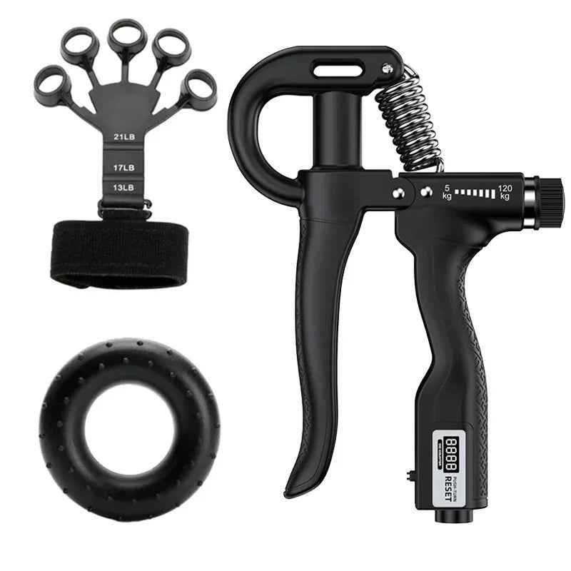 5-120Kg Adjustable Hand Grip Strengthener, Finger & Forearm Trainer for Fitness & Rehabilitation