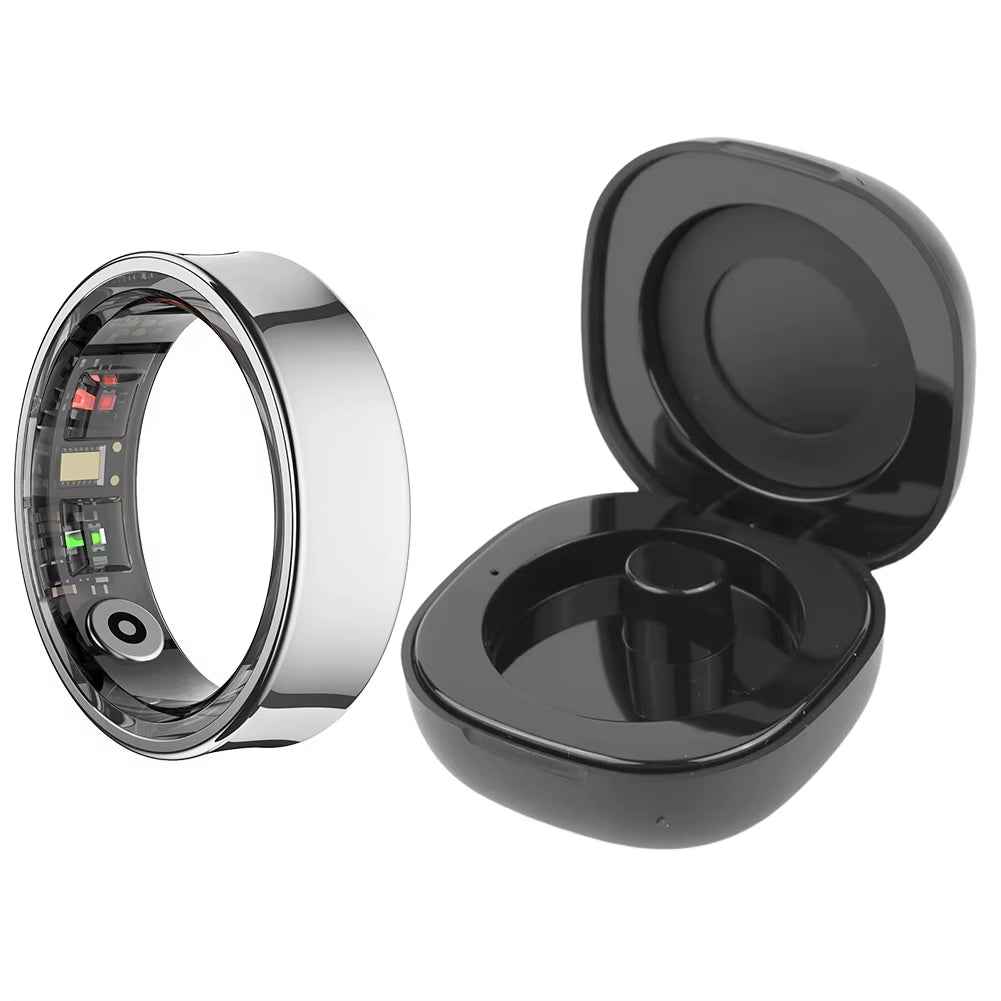 R09 Smart Ring for Heart Rate, Blood Oxygen, Sleep & Body Temperature Monitoring with Charging Case