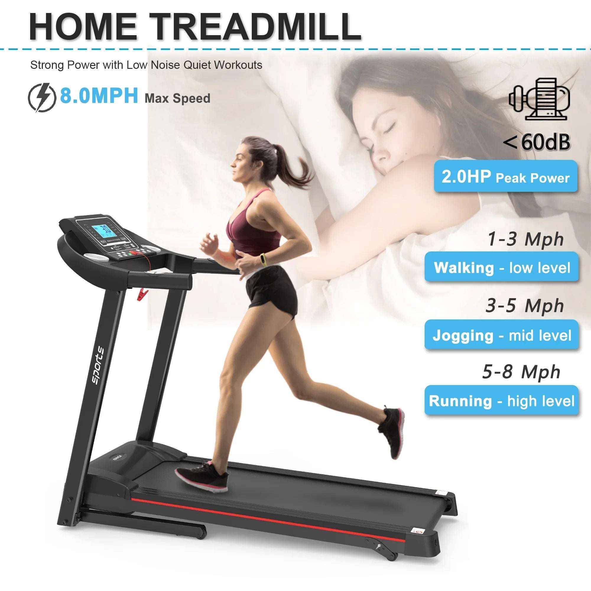 Fitshow App Foldable Treadmill with Incline, 2.5 HP Quiet Motor & Bluetooth for Home Workouts 2026