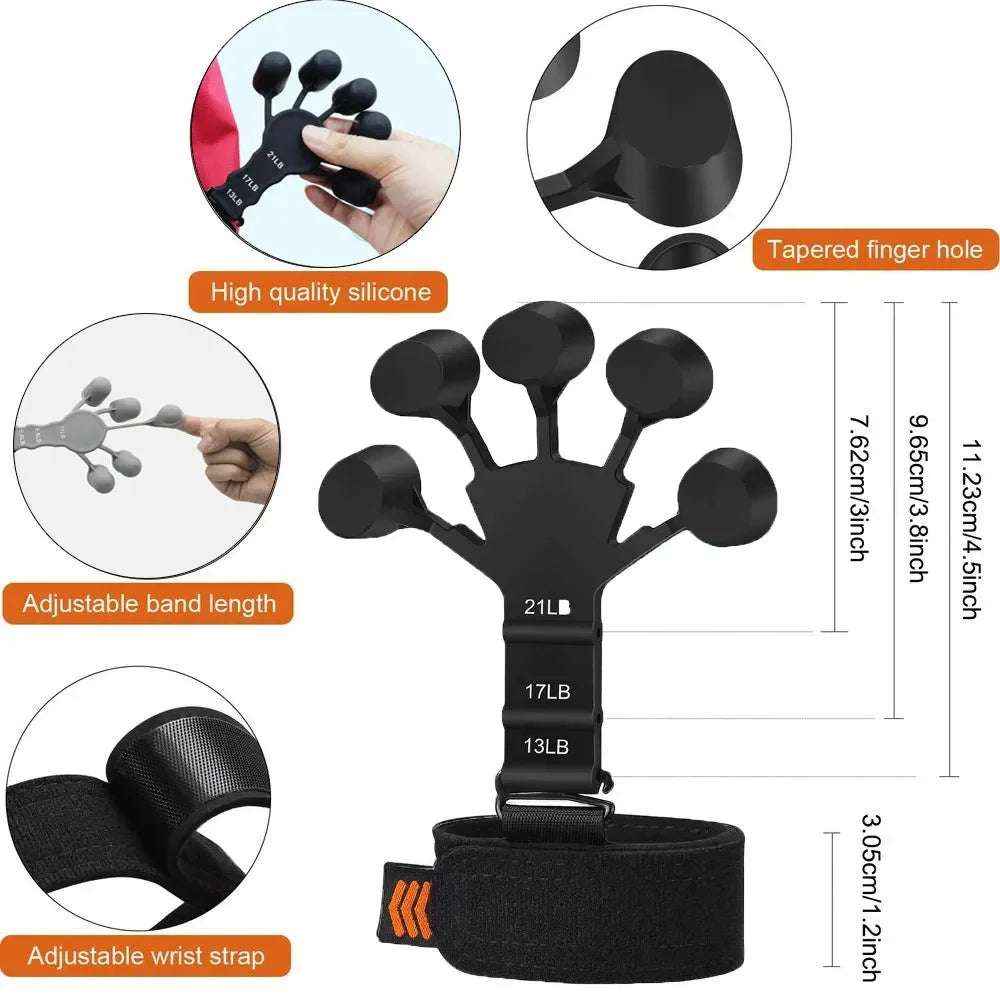 Finger Strengthener for Guitar - 6 Resistance Levels Finger Gripper for Rehab Training