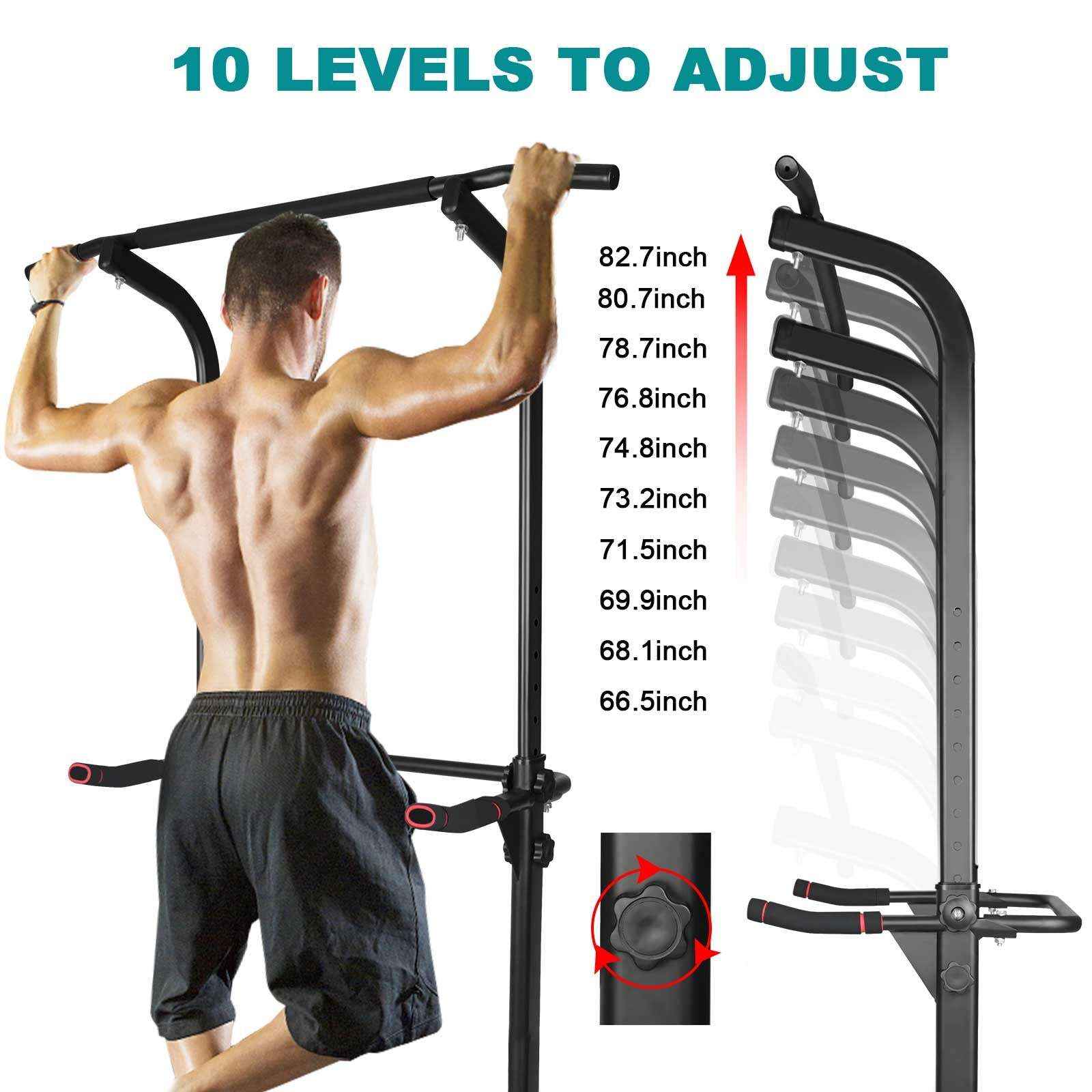 Power Tower Pull-Up Bar with Detachable Bench & 330LB Capacity