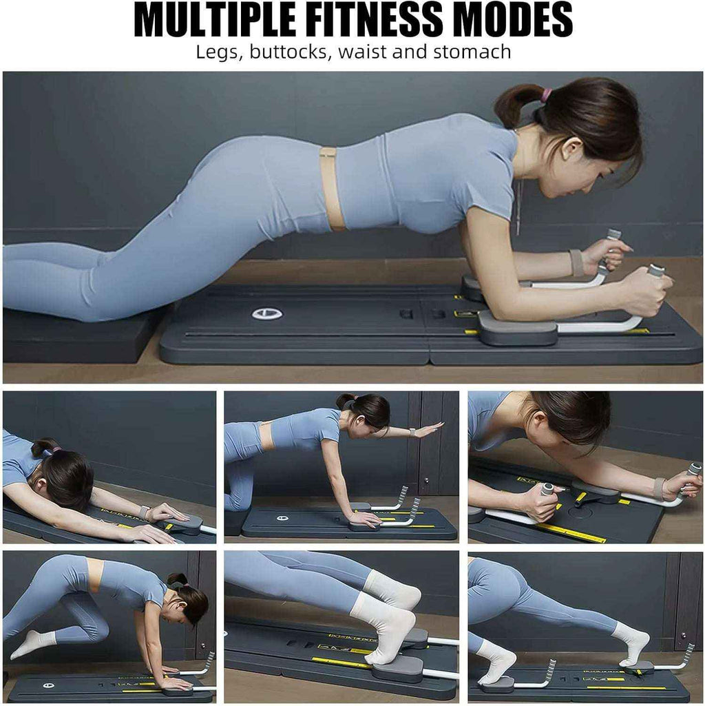 Multifunctional Pilates Board with Resistance Bands & Timer for Full-Body Home Workouts