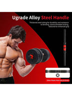 44LBS Adjustable Dumbbell & Barbell Weight Set for Home Gym, Non-Rolling Hexagonal Plates, Anti-Slip Grip