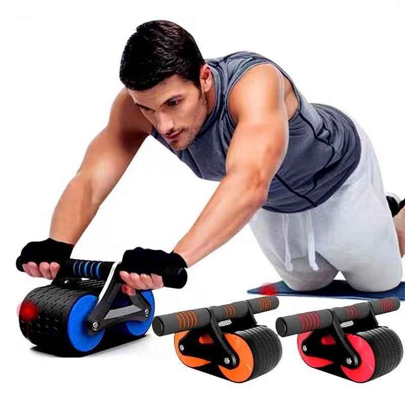 Double Wheel Ab Roller for Home Gym - Automatic Rebound Abdominal Workout Trainer for Men & Women
