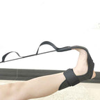 Yoga Stretching Belt for Foot Drop & Leg Rehabilitation - Multi-Loop Ankle Joint Correction Strap in Black