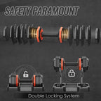 55LB Adjustable Dumbbell Set, 5-in-1 Free Weights for Home Gym, Fast Adjust Handle, Full-Body Workout for Men & Women