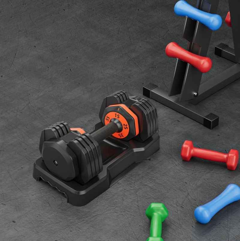 55LB Adjustable Dumbbell Set, 5-in-1 Free Weights for Home Gym, Fast Adjust Handle, Full-Body Workout for Men & Women