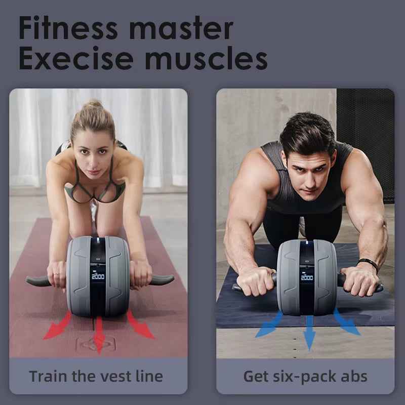 Fitness AB Roller Wheel with Smart Chip Display for Core & Abs Sculpting