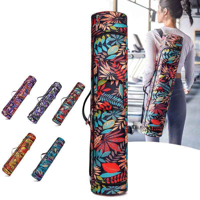 Waterproof Printed Yoga Mat Bag for Men & Women, Fitness Sports Backpack for 61-66cm Mats