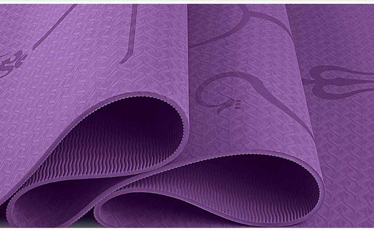 Waterproof Non-Slip TPE Yoga Mat with Position Lines for Beginners