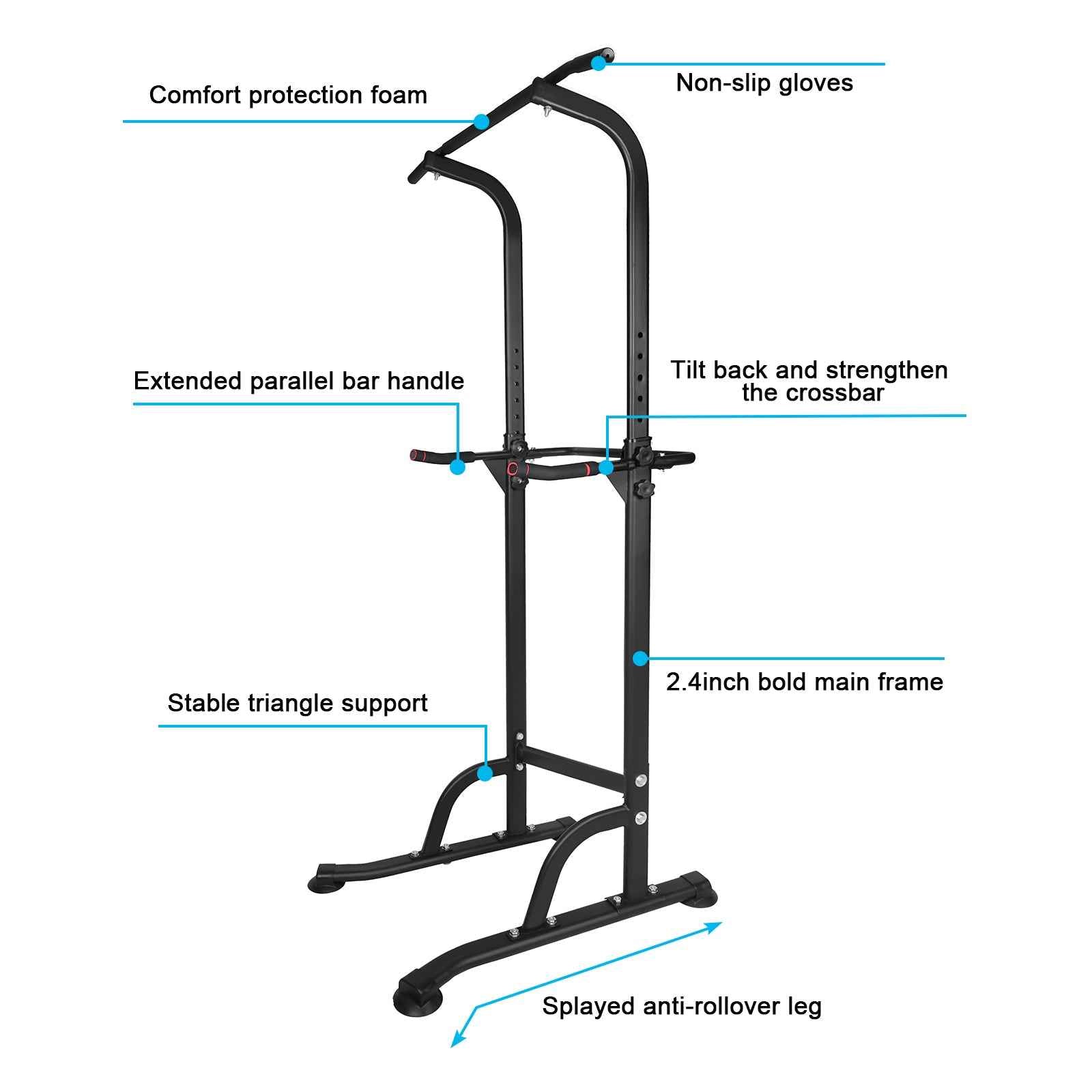 Power Tower Pull-Up Bar with Detachable Bench & 330LB Capacity