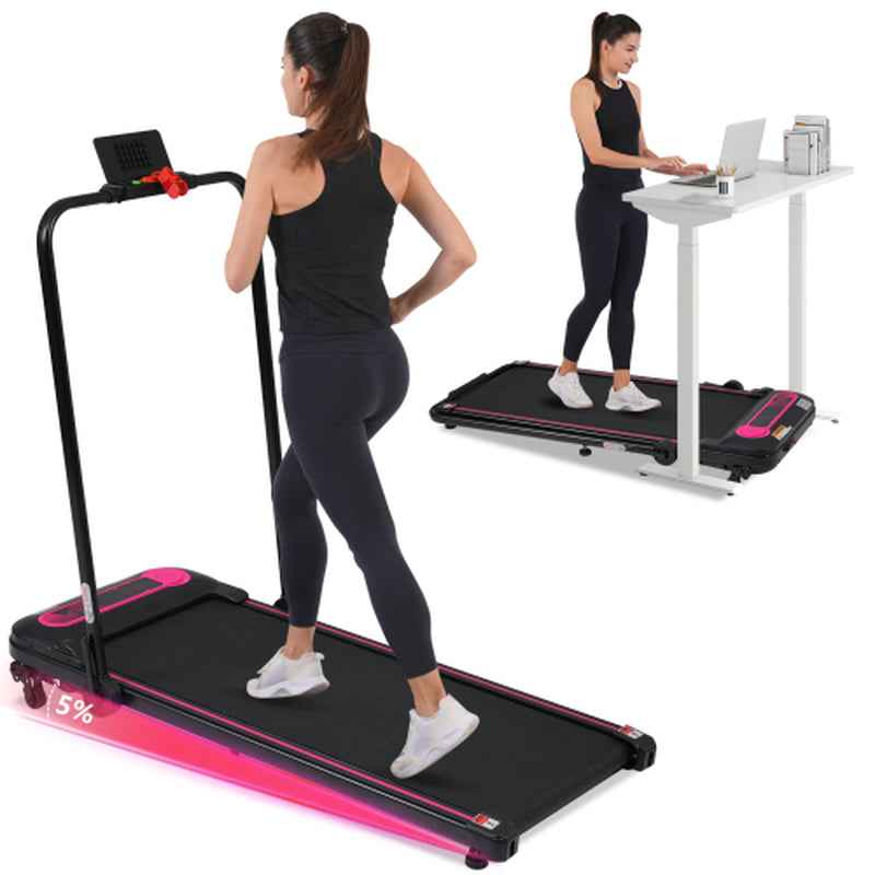 2-in-1 Folding Walking Pad Treadmill with Incline, 2.5HP Quiet Motor, 300 lbs Capacity, Remote & Armrest Control