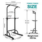 Power Tower Pull-Up Bar with Detachable Bench & 330LB Capacity