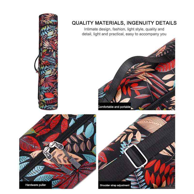Waterproof Printed Yoga Mat Bag for Men & Women, Fitness Sports Backpack for 61-66cm Mats