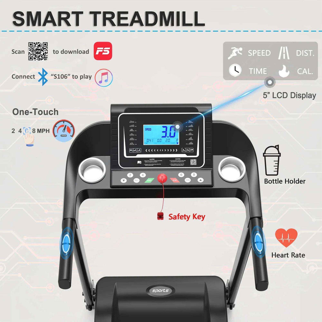 Fitshow App Foldable Treadmill with Incline, 2.5 HP Quiet Motor & Bluetooth for Home Workouts 2026