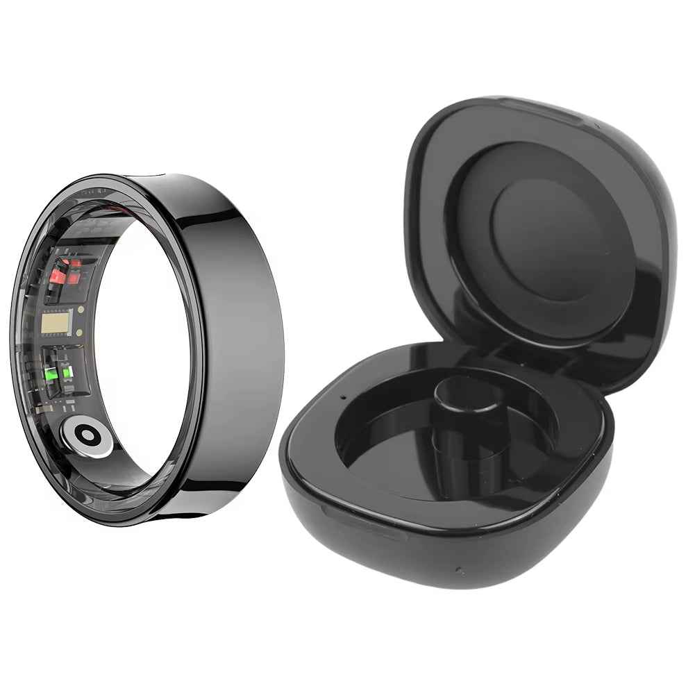 R09 Smart Ring for Heart Rate, Blood Oxygen, Sleep & Body Temperature Monitoring with Charging Case