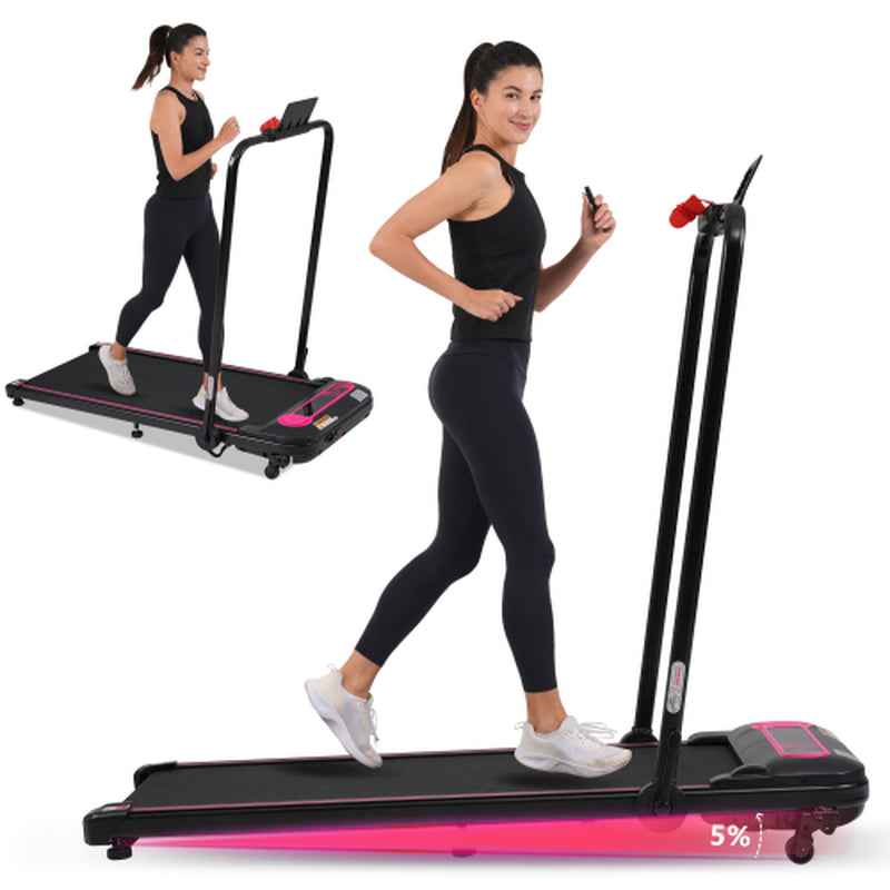 2-in-1 Folding Walking Pad Treadmill with Incline, 2.5HP Quiet Motor, 300 lbs Capacity, Remote & Armrest Control