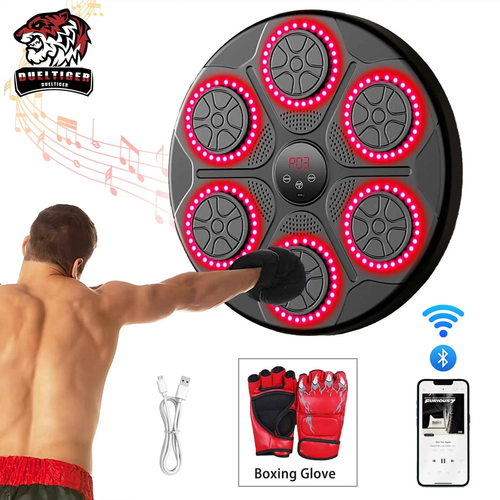Smart Bluetooth Music Boxing Machine Wall-Mounted Trainer with LED Lights & Punch Counter