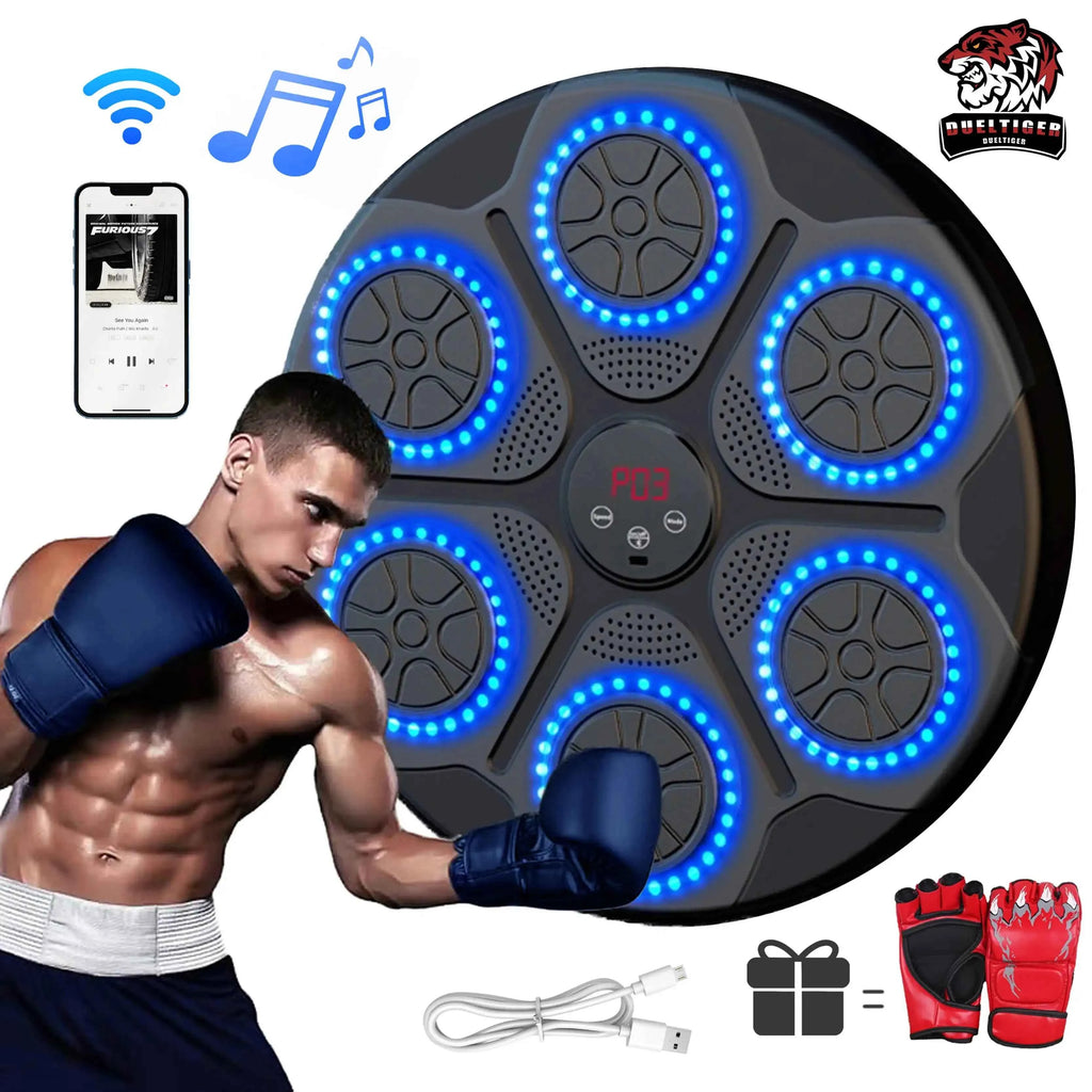 Smart Bluetooth Music Boxing Machine Wall-Mounted Trainer with LED Lights & Punch Counter