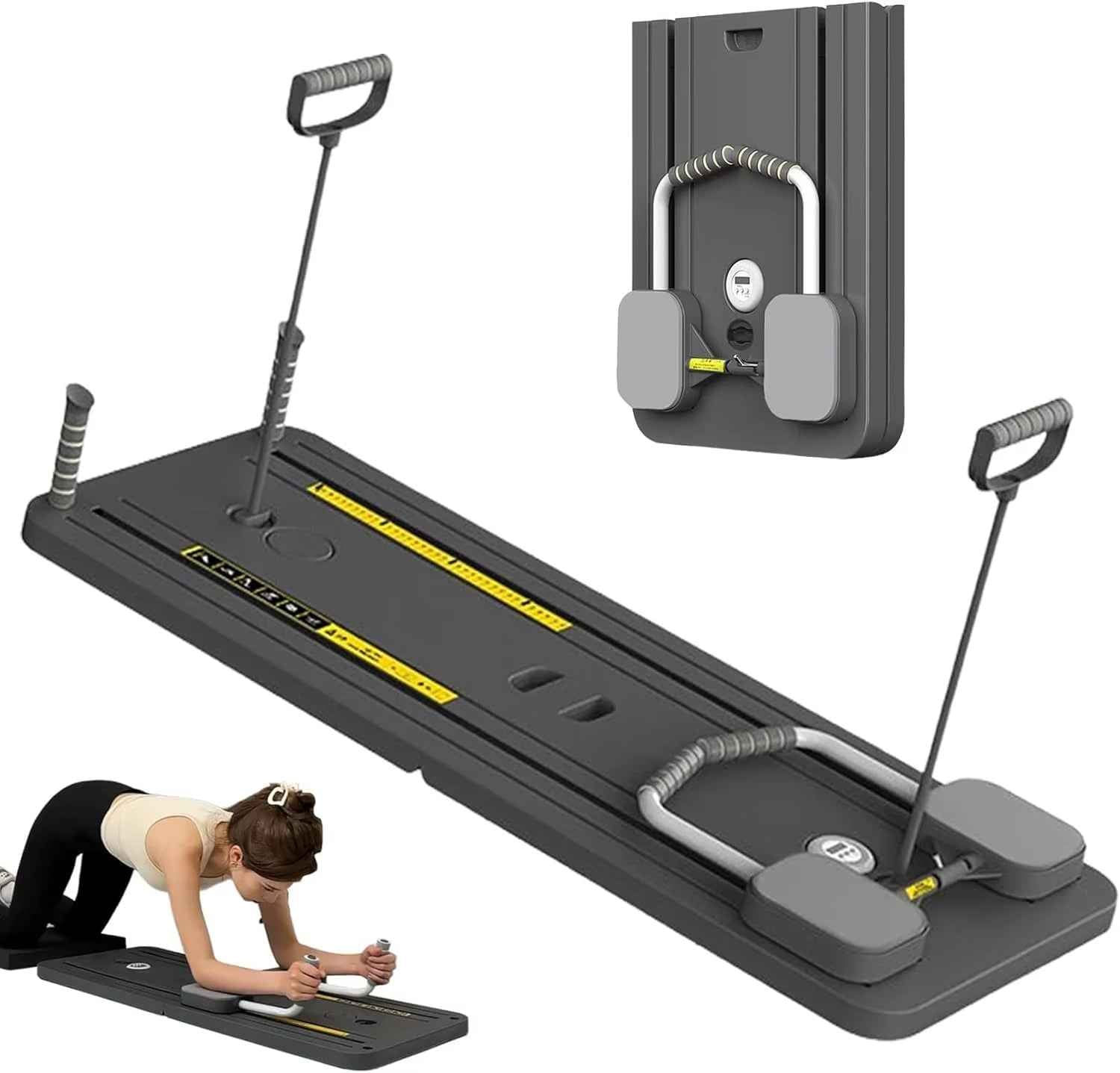 Multifunctional Pilates Board with Resistance Bands & Timer for Full-Body Home Workouts
