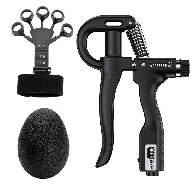 5-120Kg Adjustable Hand Grip Strengthener, Finger & Forearm Trainer for Fitness & Rehabilitation