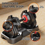 55LB Adjustable Dumbbell Set, 5-in-1 Free Weights for Home Gym, Fast Adjust Handle, Full-Body Workout for Men & Women