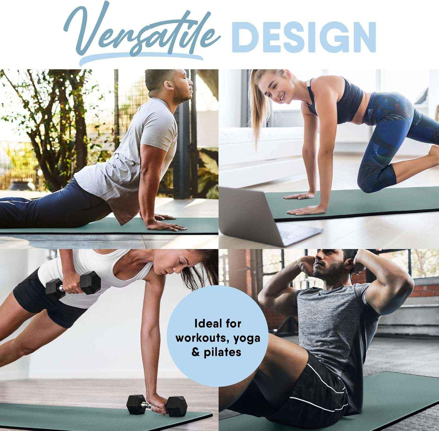 Deluxe Extra Thick Yoga Mat with Non-Slip Surface & Odor Neutralizing Charcoal