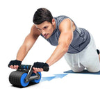 Double Wheel Ab Roller for Home Gym - Automatic Rebound Abdominal Workout Trainer for Men & Women