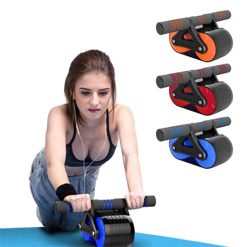 Double Wheel Ab Roller for Home Gym - Automatic Rebound Abdominal Workout Trainer for Men & Women