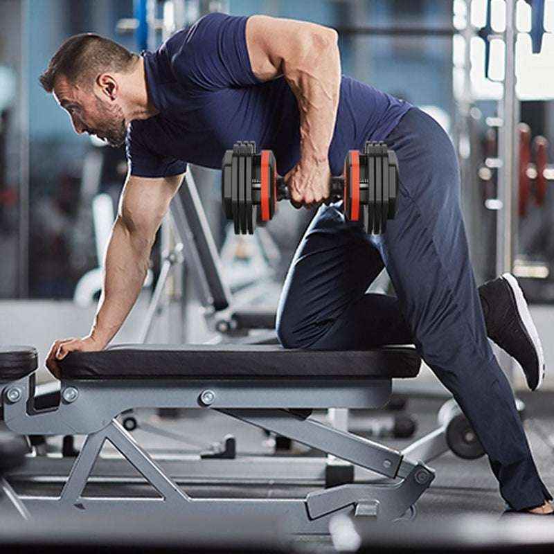 55LB Adjustable Dumbbell Set, 5-in-1 Free Weights for Home Gym, Fast Adjust Handle, Full-Body Workout for Men & Women