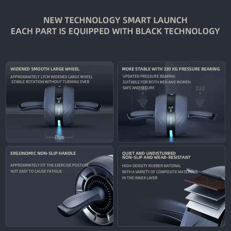 Fitness AB Roller Wheel with Smart Chip Display for Core & Abs Sculpting