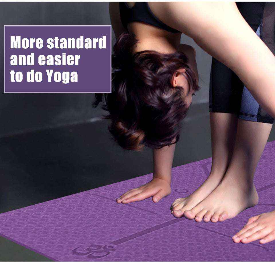 Waterproof Non-Slip TPE Yoga Mat with Position Lines for Beginners