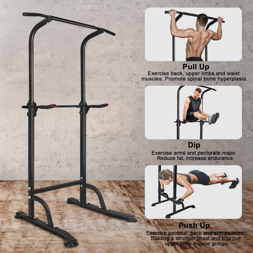 Power Tower Pull-Up Bar with Detachable Bench & 330LB Capacity