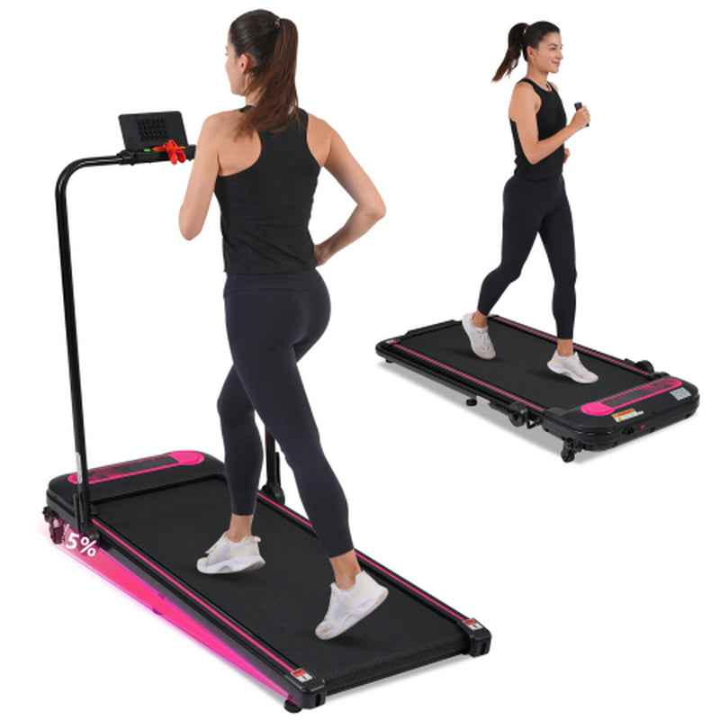 2-in-1 Folding Walking Pad Treadmill with Incline, 2.5HP Quiet Motor, 300 lbs Capacity, Remote & Armrest Control