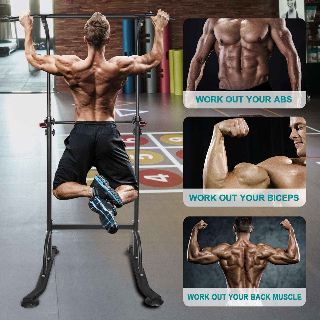 Power Tower Pull-Up Bar with Detachable Bench & 330LB Capacity