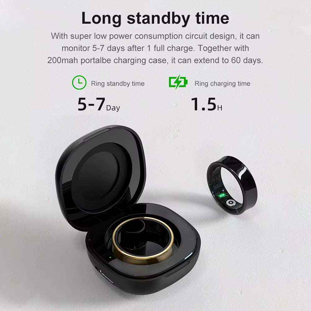 R09 Smart Ring for Heart Rate, Blood Oxygen, Sleep & Body Temperature Monitoring with Charging Case
