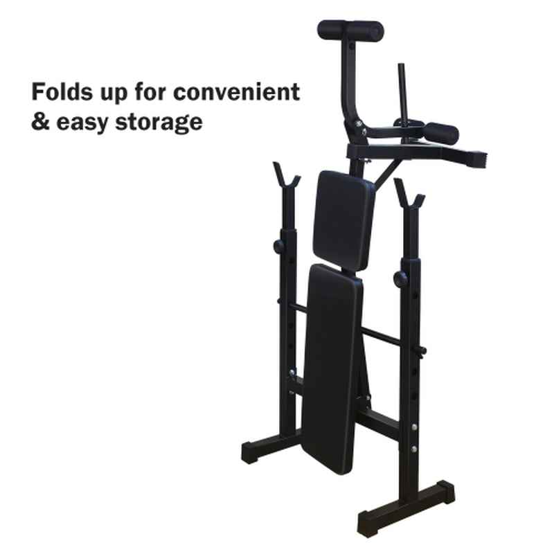 Olympic Weight Bench with Squat Rack & Adjustable Bench for Home Gym