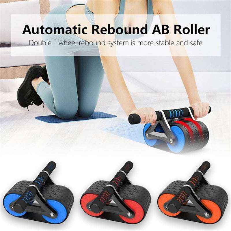 Double Wheel Ab Roller for Home Gym - Automatic Rebound Abdominal Workout Trainer for Men & Women