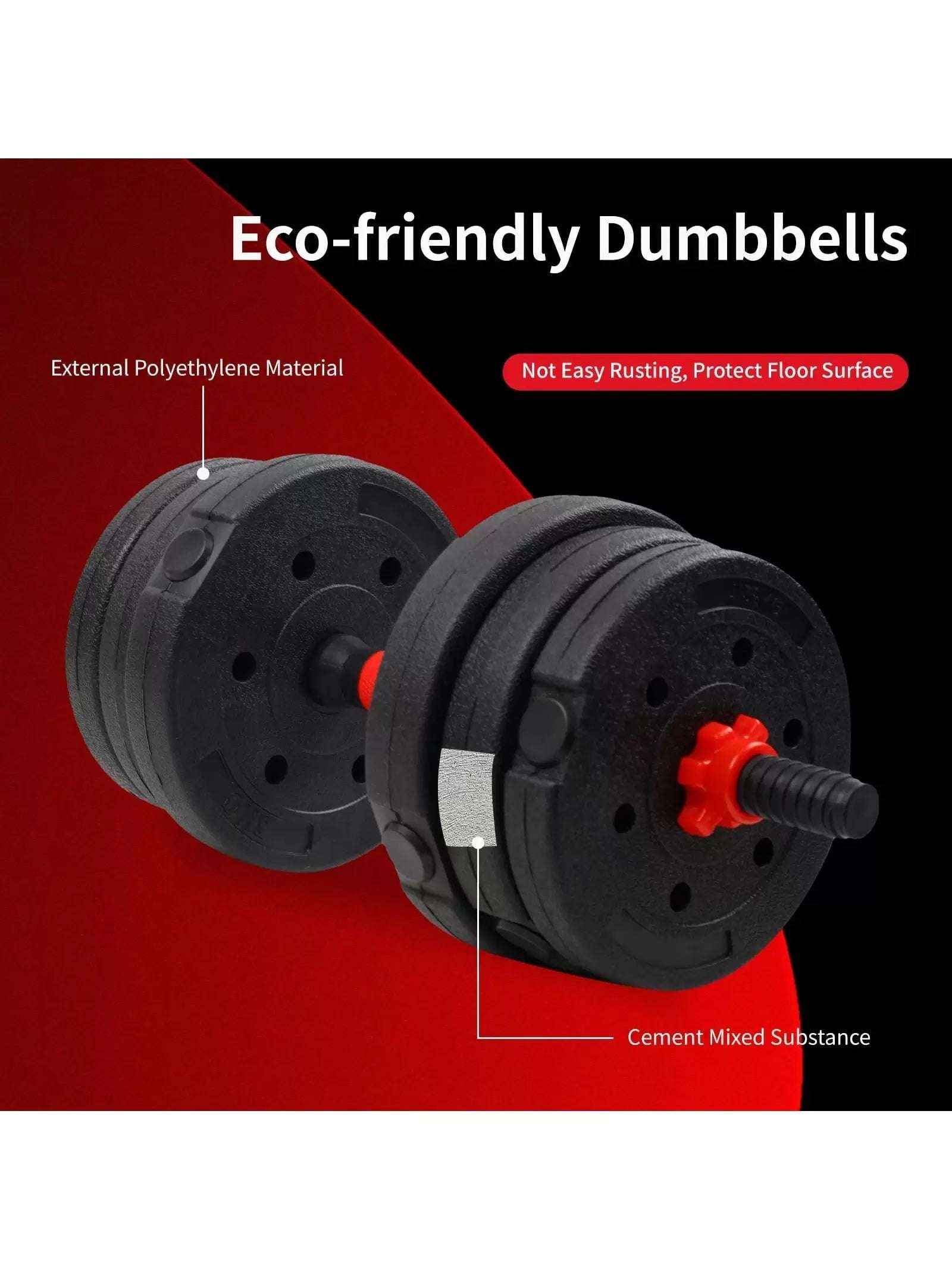 44LBS Adjustable Dumbbell & Barbell Weight Set for Home Gym, Non-Rolling Hexagonal Plates, Anti-Slip Grip