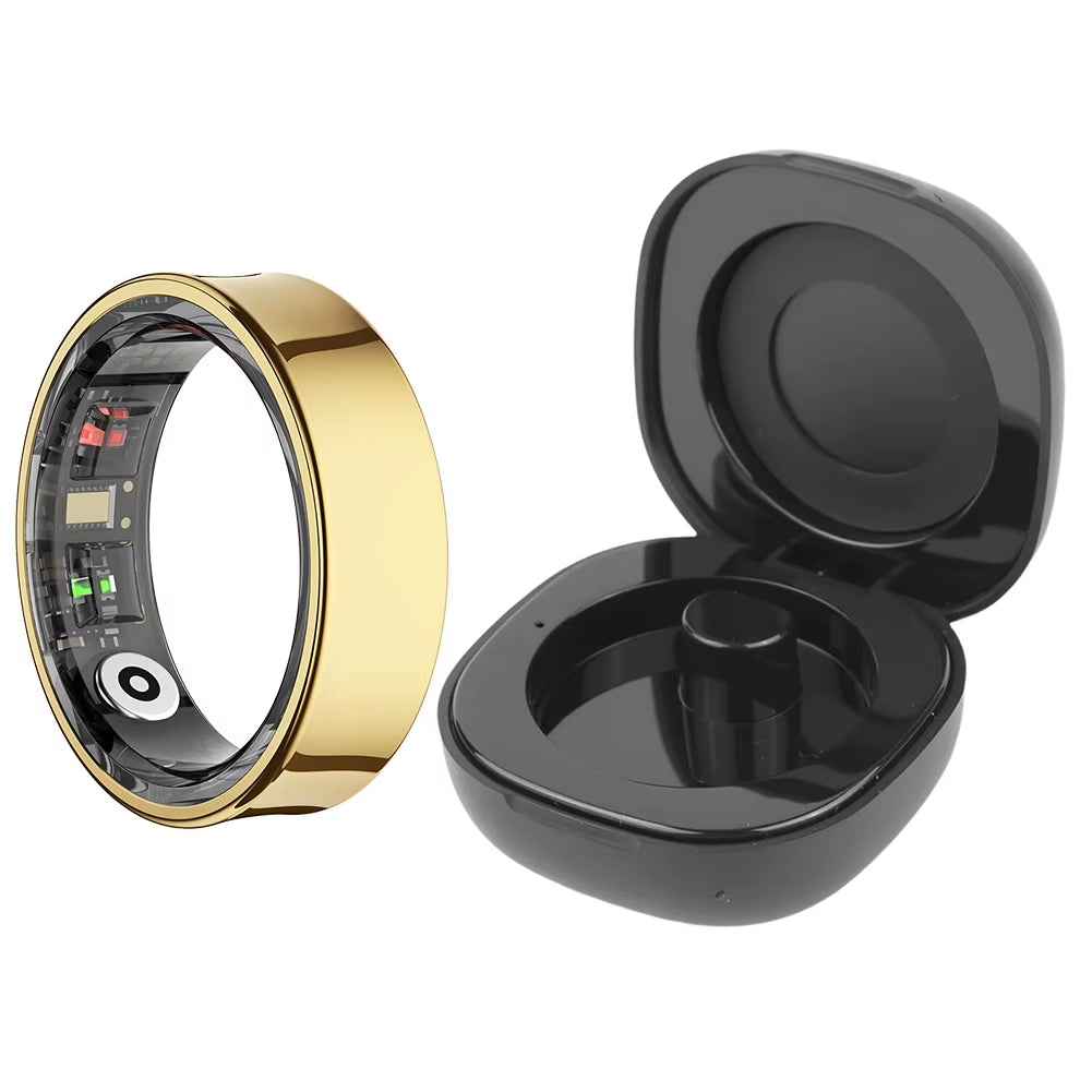 R09 Smart Ring for Heart Rate, Blood Oxygen, Sleep & Body Temperature Monitoring with Charging Case